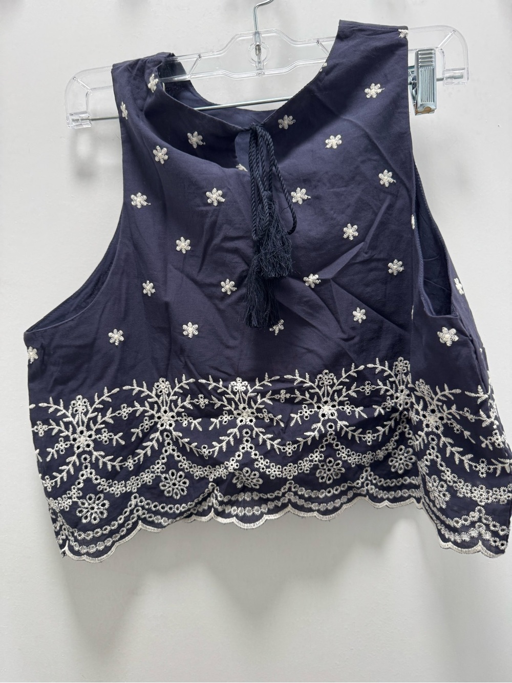 En Saison Nara Dark navy blue embroidered skirt & top set medium scallop hem NWT - Picture 7 of 16